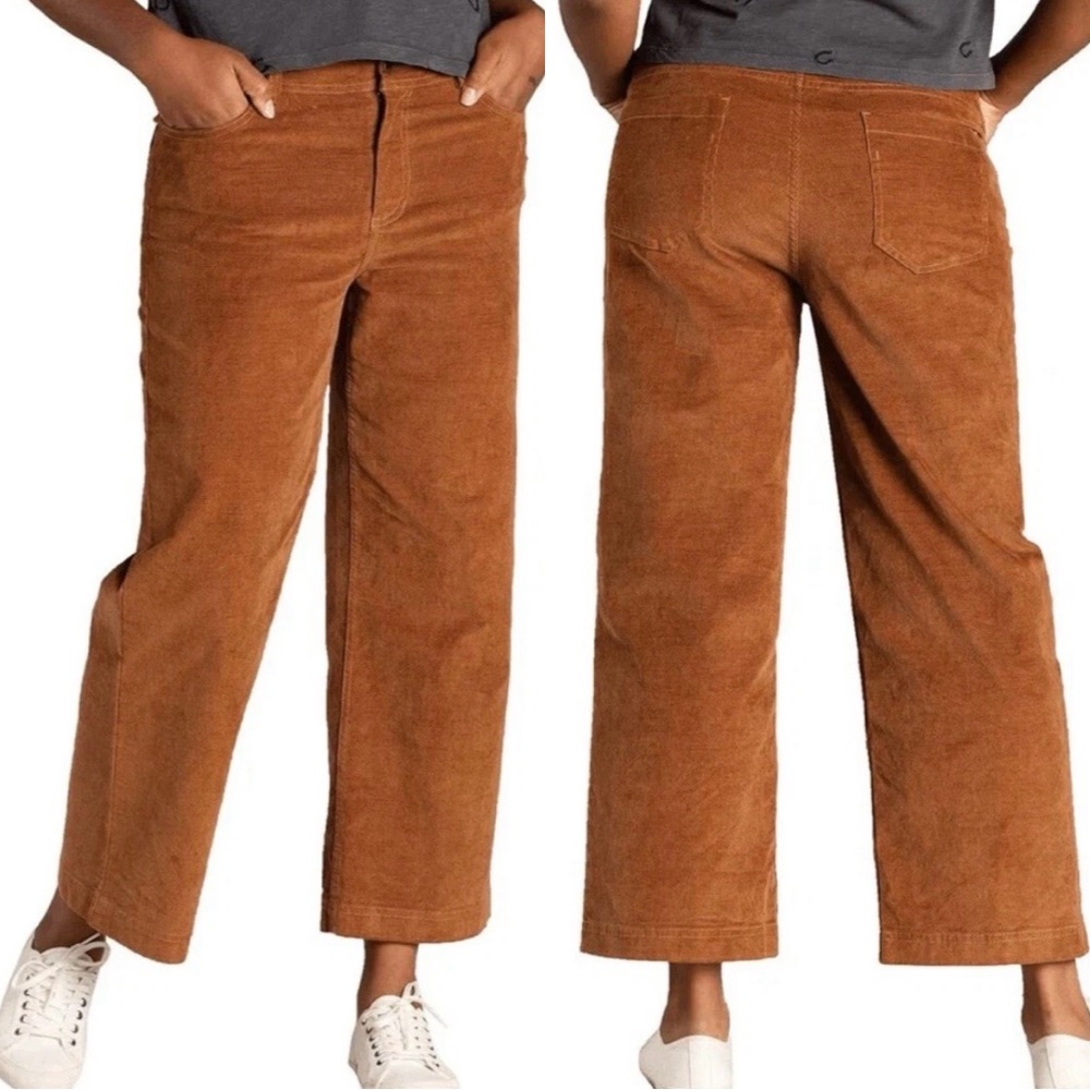 Horny Toad Tan Khaki Women’s Wide Leg Cropped Corduroy Pants Size 8 - Picture 2 of 15